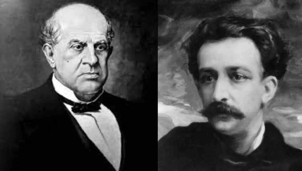 Retrato de Domingo F. Sarmiento y José Manuel Estrada, homenaje a docentes