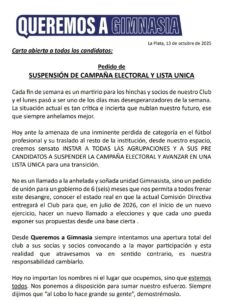 Quién es el candidato que propone suspender las elecciones en Gimnasia
