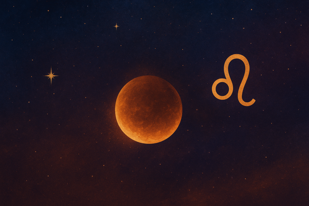 Imagen ilustrativa del horóscopo semanal del 13 al 20 de octubre 2025, con la luna y el símbolo de Leo bajo el cielo estrellado.