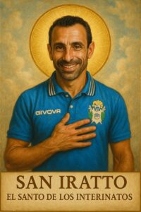 “San Iratto”, la estampita del técnico de Gimnasia que se trasformó en furor en redes sociales