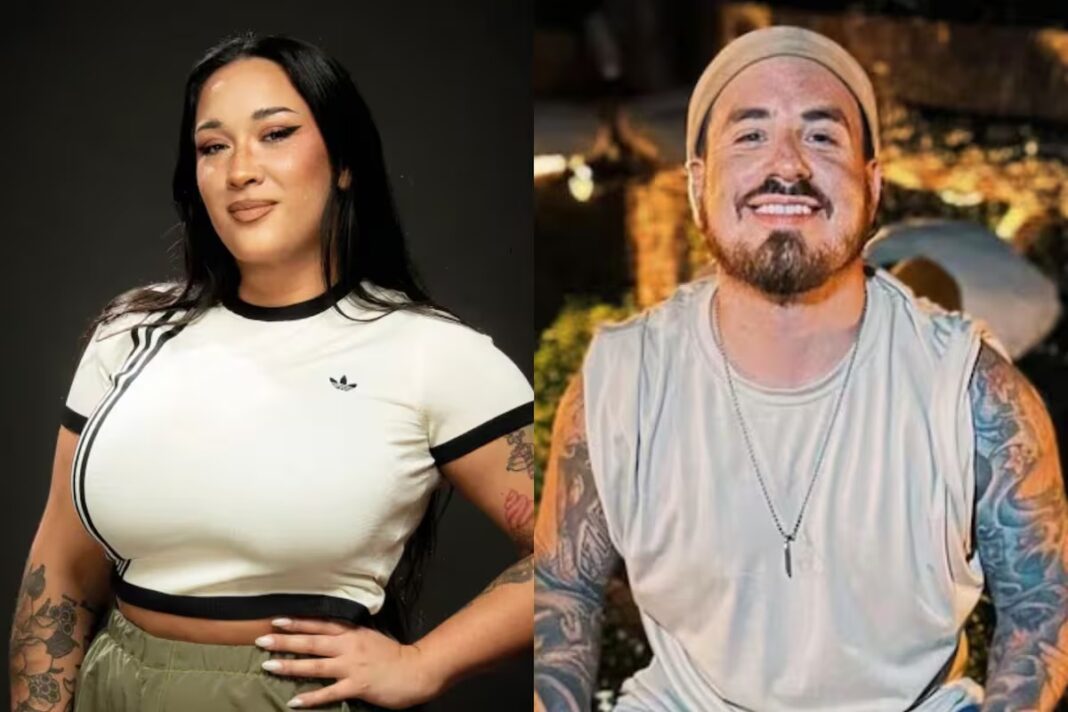 Retrato dividido de Evelyn Botto y Fede Bal, la pareja que confirmó su romance en vivo, generando tendencia en redes sociales